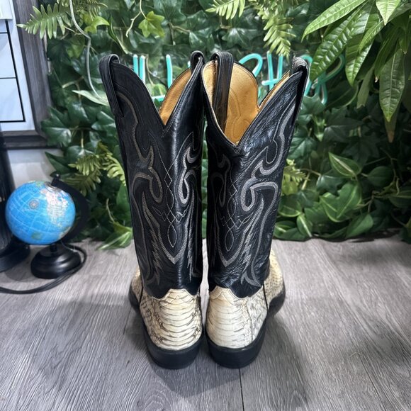 RARE Tony Lama Boots Men 9 D Exotic Python Snakeskin. Gloss Upper Leather VTG main image 6